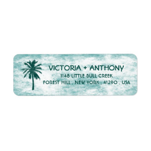 Etiqueta Boda de Playa Tropical Palm Tree