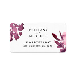 Etiqueta Boda de Plomero Floral de acuarela romántica