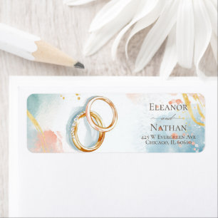 Etiqueta Boda de primavera de los Anillos de oro modernos