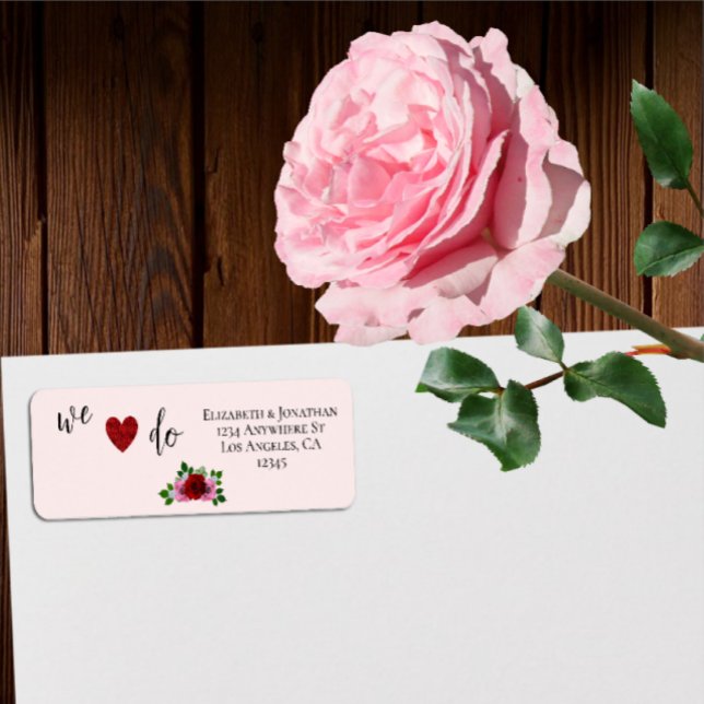 Etiqueta Boda de rosas rojas y rosas (Subido por el creador)