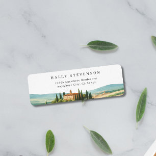 Etiqueta Boda de Skyline de Ilustracion acuático toscano