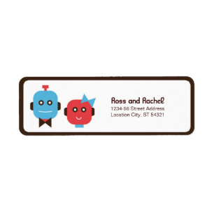 Etiqueta Boda de temas de Robot Cute