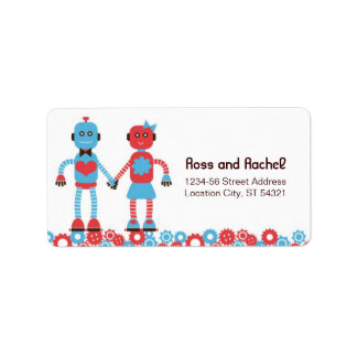 Etiqueta Boda de temas de Robot Cute