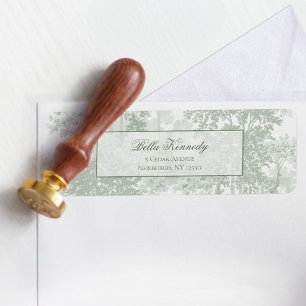 Etiqueta Boda de Toile de Paisaje Verde Salvia Clásico