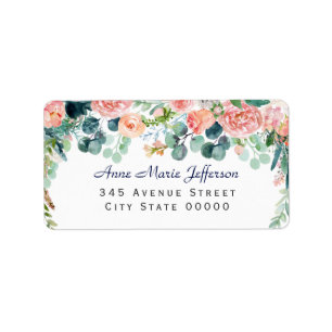 Etiqueta Boda de tramas de color Rubor White Peonies