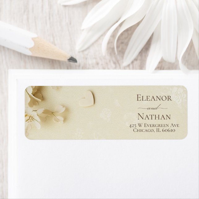 Etiqueta Boda De Verano De Primavera Beige Floral (In situ)