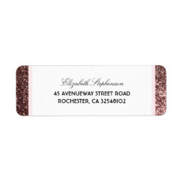 Etiqueta Boda de Vintage de Glamour Purpurina de Oro Rosa