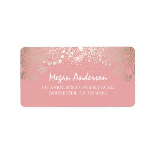 Etiqueta Boda de Wonderland Gold and Pink Garden