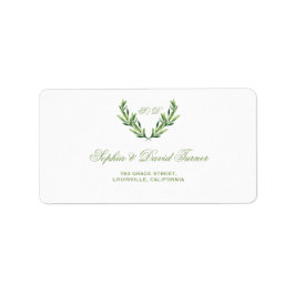 Etiqueta Boda de Wreath de color verde esmeralda