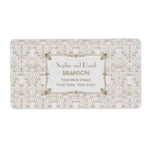 Etiqueta Boda del Royal Fleur-de-Lis Art Deco Gold White 20