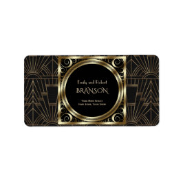 Etiqueta Boda del Royal Gold Black Art Deco 20