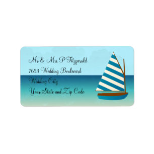 Etiqueta Boda del velero azul y blanco