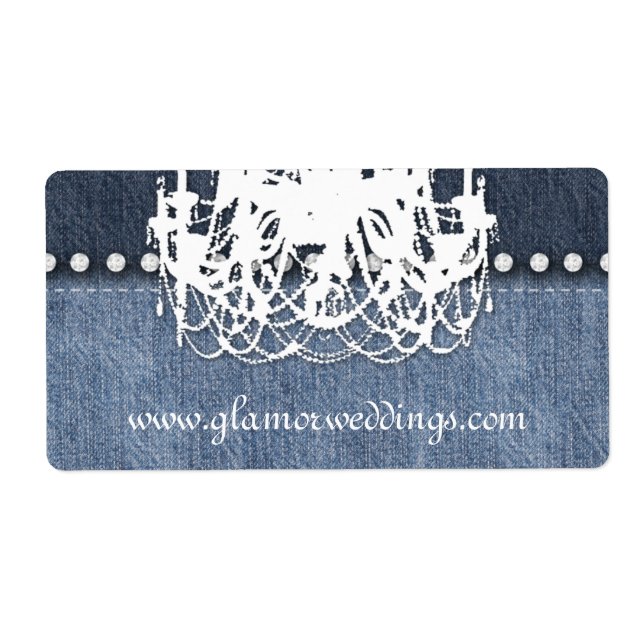Etiqueta Boda Denim Chandelier Label Jeans Jewelry (Frente)
