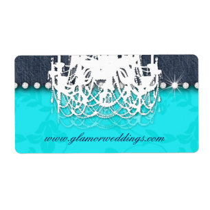 Etiqueta Boda Denim Chandelier Label Jeans rosas Joyería