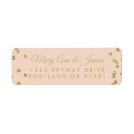 Etiqueta Boda Dirección Gold Faux Purpurina Confetti Rubor