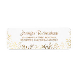 Etiqueta boda dorado y blanco en el aliento del bebé