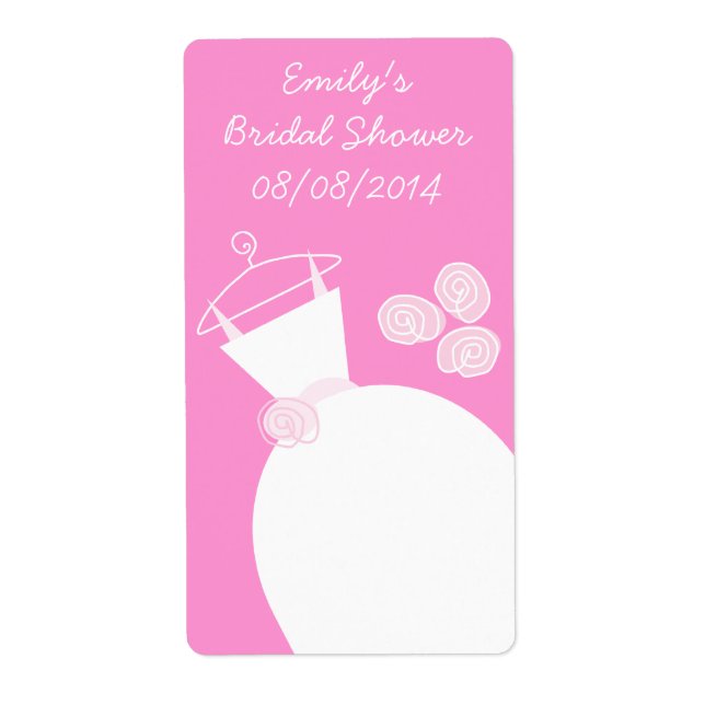 Etiqueta boda "Ducha de novia" rosa (Frente)