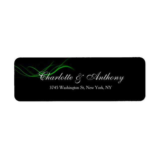 Etiqueta Boda Elegante Creative Resumen Verde Negro (Frente)