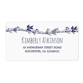 Etiqueta Boda elegante de la Marina Floral Blanca