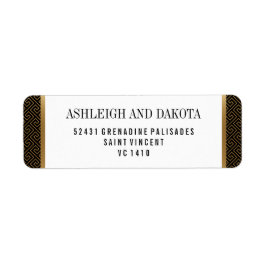 Etiqueta Boda | Elegante geométrico formal de oro sobre neg