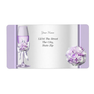 Etiqueta Boda elegante lavanda púrpura lila 3