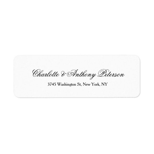 Etiqueta Boda Elegante Script Creative Black White Family (Frente)