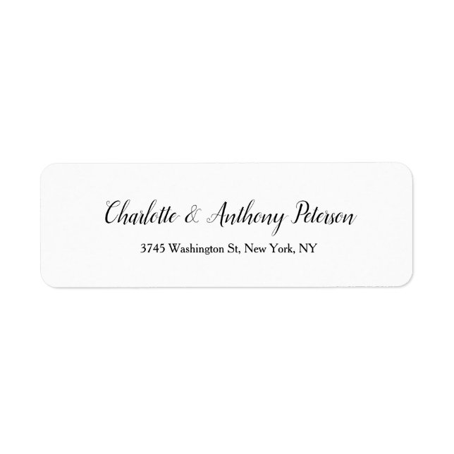 Etiqueta Boda Elegante Script Creative Black White Family (Frente)