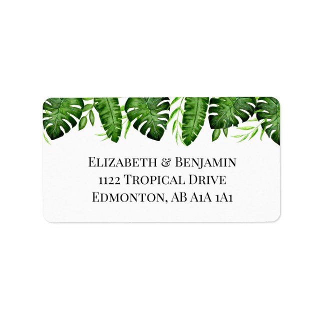 Etiqueta Boda Elegante Vegetación Tropical Botánica Persona (Frente)