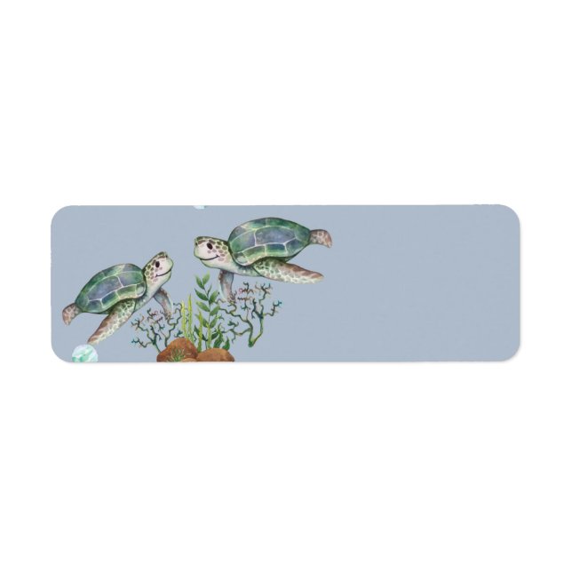 Etiqueta Boda en la playa de las tortugas marinas (Frente)