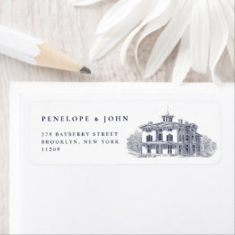 Etiqueta Boda en Villa Italiana Vintage Elegante Tarjeta de