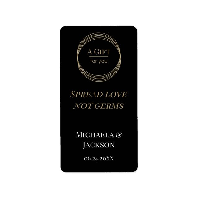 Etiqueta Boda Esparce Amor No Gérmenes Mano Sanitizer (Frente)