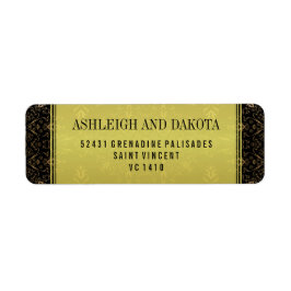 Etiqueta Boda exquisito | Superposición dorada en Damask