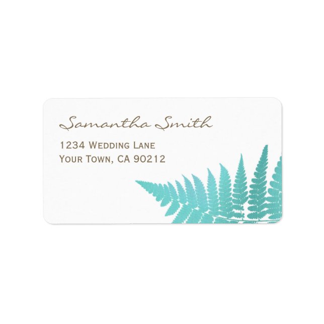 Etiqueta Boda Fern de Blue Woodland (Frente)