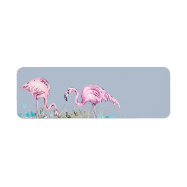 Etiqueta Boda Flamingos Tropical (Frente)