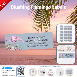 Etiqueta Boda Flamingos Tropical