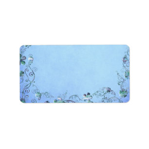 Etiqueta Boda floral azul vintage