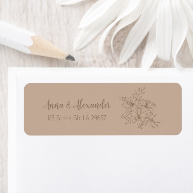 Etiqueta Boda Floral Beige Elegante (In situ)