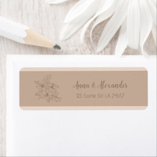 Etiqueta Boda Floral Beige Elegante