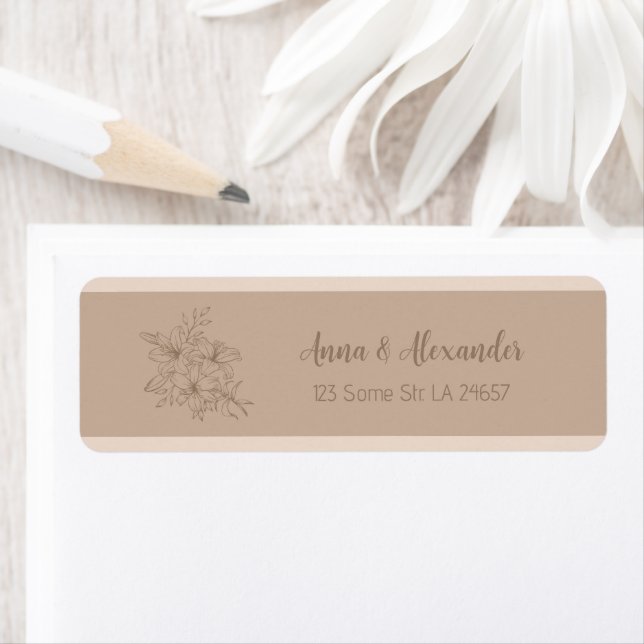 Etiqueta Boda Floral Beige Elegante (In situ)