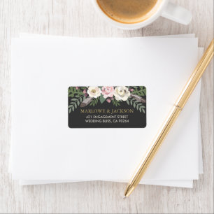 Etiqueta Boda Floral Boho Oscura Rústica