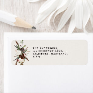 Etiqueta Boda floral de acuarela de otoño rústico