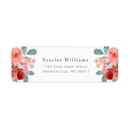 Etiqueta Boda Floral de color de agua de Rubor y Borgoña