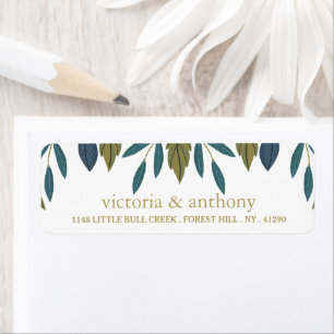 Etiqueta Boda floral de hojas rusas