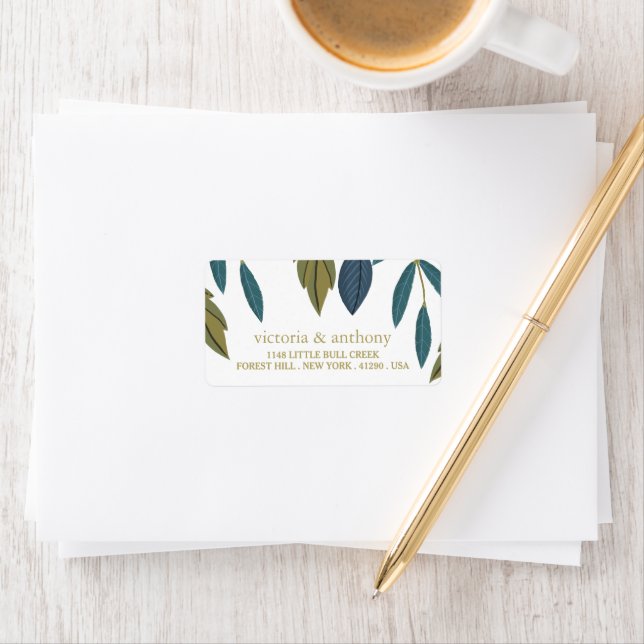 Etiqueta Boda floral de hojas rusas (In situ)