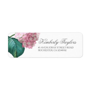 Etiqueta Boda floral de Hydrangea rosa