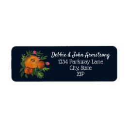 Etiqueta Boda floral de la marina Naranja quemada por los t