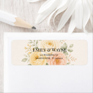 Etiqueta Boda floral de mariposa amarilla y marfil