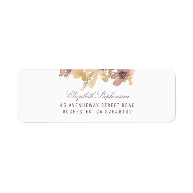 Etiqueta Boda Floral de Mauve y Oro (Frente)