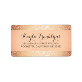 Etiqueta boda floral de oro rubio