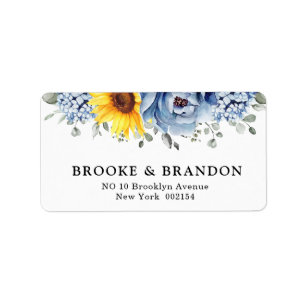 Etiqueta Boda floral de pijama azul turquesa de girasol